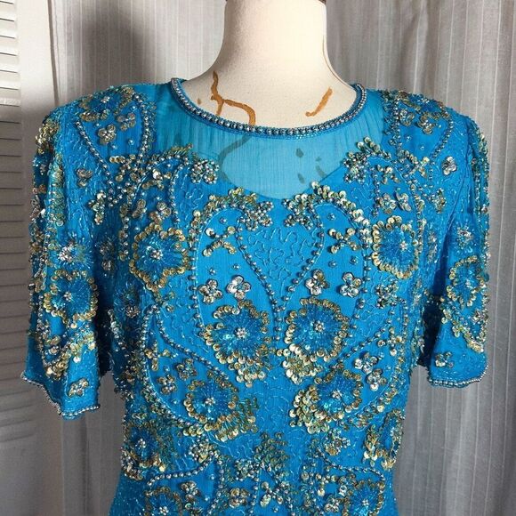 Laurence Kazar | Women’s | Dresses | Petite L |  Vintage Baby Blue Cocktail Dres - Picture 2 of 7